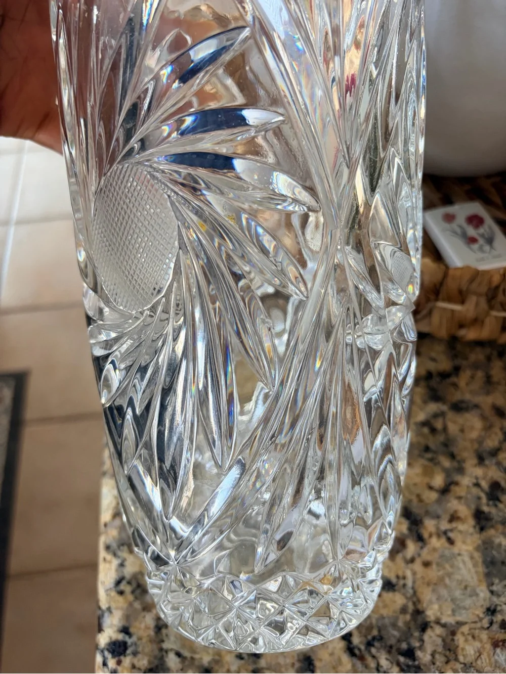 Clear Cut Lead Crystal Decorative Vase - Clear